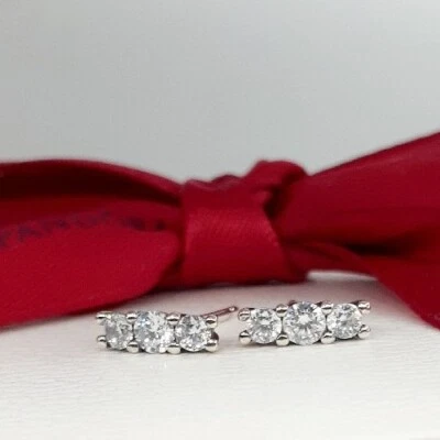 $45 • Buy New Genuine Authentic Pandora Silver Sparkling Trio Stud Earrings #290725CZ