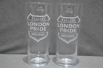 2x Fuller's London Pride Unfiltered One Pint 20oz Beer Glass Nucleated CE M17 • £19.99