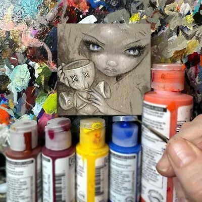 £22.56 • Buy CUSTOM Jasmine Becket-Griffith ORIGINAL PAINTING Big Eyes Voodoo Doll Fairy Art