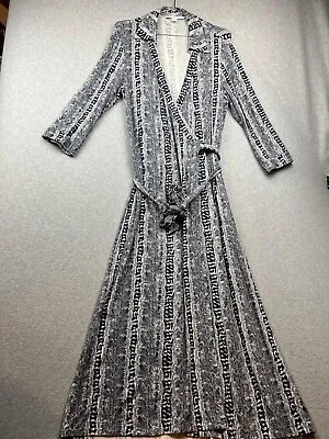 $156.73 • Buy DIANE VON FURSTENBERG Abigail Maxi Wrap Dress Women Size 14 Navy Snake Print