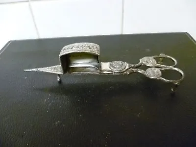 £39 • Buy A Georgian Silver Plated, Spring Loaded Candle Snuffer / Wick Trimming Scissor