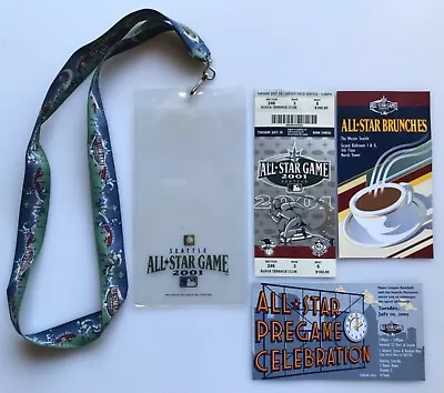 All-Star Game Full Ticket July 10 2001 MLB Ripken Jr. MVP + Lanyard Seattle • $125