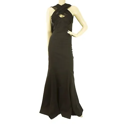 Versace New Black Floor Length Maxi Silk Evening Gown Halter Neck Dress Sz 44 • $1200