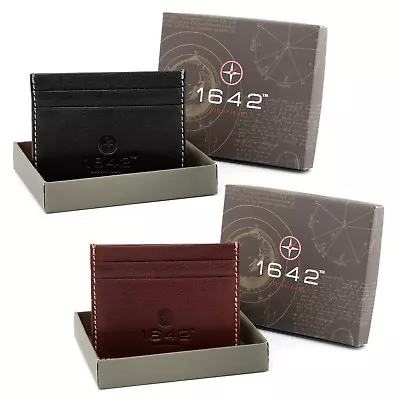 Genuine Leather Slim Credit Card Holder Wallet By 1642 - BRAND NEW • £6.95