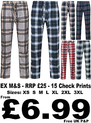 Mens Pyjama Bottoms Ex M&s Brushed Flannel Soft Fleece Lounge Sleep Pj Pants New • £7.99