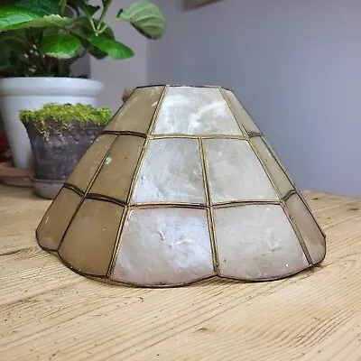 Vintage 8  Pendant Capiz Shell Pearl Lamp Shade Mid-Century Champagne Gold • £30