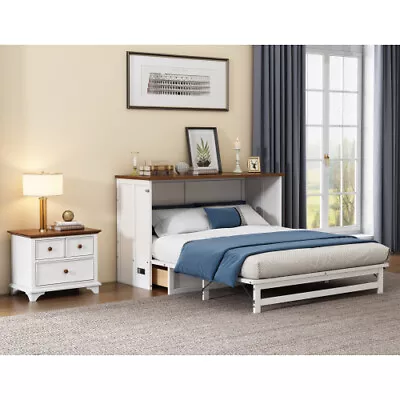 Full Queen Size Bedroom Sets Murphy Bed With Charging Station Drawer Nightstand  • $399.99