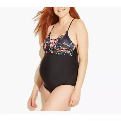 Sea Angel Maternity Swimsuit ~ Womens Small ~ Wildflower Floral Black One Piece • $21.25