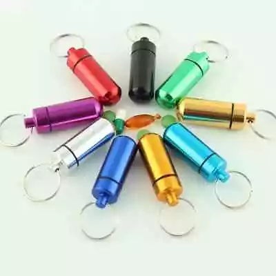 Mini Pill Bottle Charm Key Ring - Waterproof Metal Keychain - Portable & Creativ • $3.25