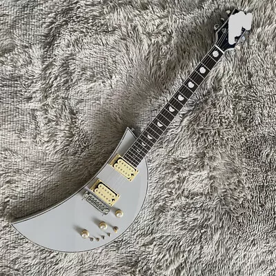 Factory Rare Moonsault Silver Solid Electric Guitar HH Pickups Chrome Hardware • $287.10