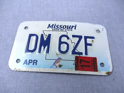 Motorcycle License Plate Missouri Tag April 2017 Biker Man Cave Wall Decor • $15