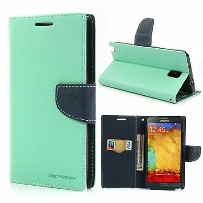 Korean Mercury Fancy Diary Wallet Case  For Samsung Galaxy Note 4 - Mint Green • $9.95