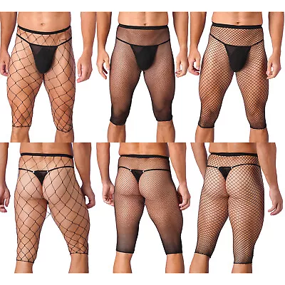 US Sexy Men's Pajama Pants Mesh Fishnet See Through Sleep Shorts Homme Underwear • $6.50