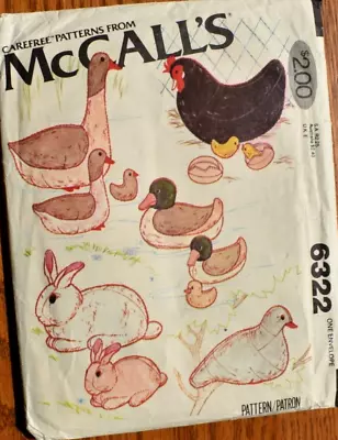Mccalls Pattern 6322 Stuffed Animals  To Make Goose Duck Uncut Vintage 1976   Ff • $8.95