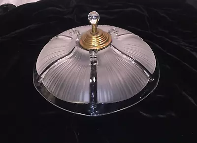 VINTAGE 12 5/8th Inch Art Deco Clear Frosted Glass Ceiling Light Shade Fixture • $69