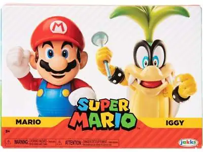  Nintendo 4 Inch Mario Vs Iggy Koopa Action Figures • £13