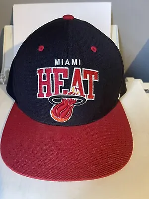 Miami Heat Mitchell & Ness Hardwood Classic Snapback Hat Cap Black Wool One Size • $12