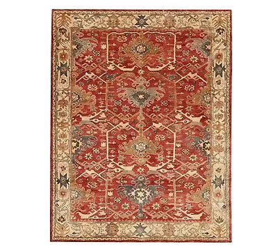 Pottery Barn 5x8 8x10 9x12 10x14 Channing Parsian Red Handmade Tufted Woolen Rug • $349