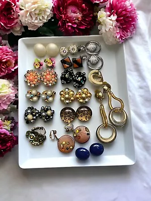 Wearable Vintage Clip Earring Lot Of 16 Signed Marvella Star Sara Cov Japan • $59