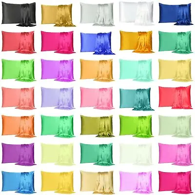 $12.95 • Buy 2 PCS Satin Pillow Case Bedroom Pillowcase Cushion Covers Home Decor Luxury Slip