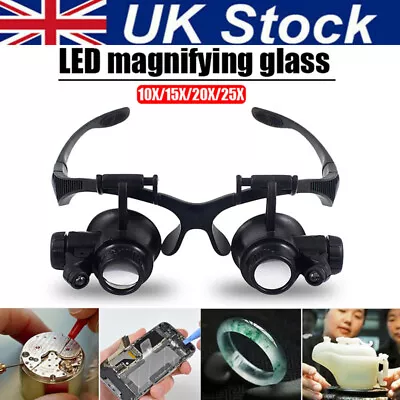 Magnifier Repair Glasses With LED Light Magnifying Loupe Jeweler Watch Headset • £14.89