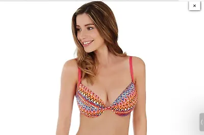 Lepel Rainbow Beach Twist Padded Plunge Bikini Top 1678600 Women Swimwear 34E • £8