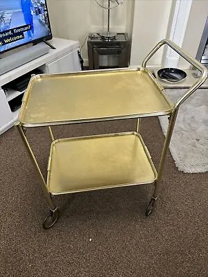 Lovely Retro Vintage Gold Two Tier Drinks Tea Trolley • £24.99