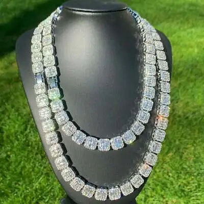 Iced Silver Plated Alloy 8.5  Bracelet 16  18  20  Cubic Zirconia Chain Necklace • $26.99