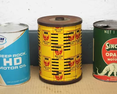 GRAPHIC~ 1950s Era MINNEAPOLIS MOLINE TRACTOR Old Metal Oil Filter Can • $25