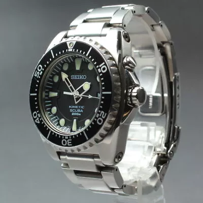 S Size [Near Mint] Seiko Kinetic SKA371 5M62-0BL0 Men's WatchQuartz W/New Band • £250.35