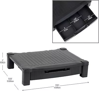 Mind Reader Monitor Organizer Stand W/Drawer Laptop Riser Black 17.25 X13.25 X4  • $24.99