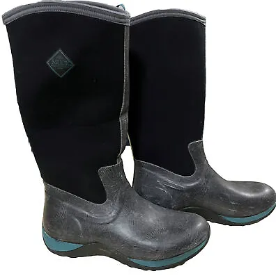 Original Muck Boot Company Women 11 Men 9 Neoprene Black Blue Rubber Mud Shoe • £56.86