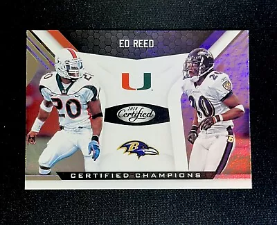 2018 Certified Ed Reed #8 Champions Insert Football Card Ravens Miami Hurricanes • $1.99