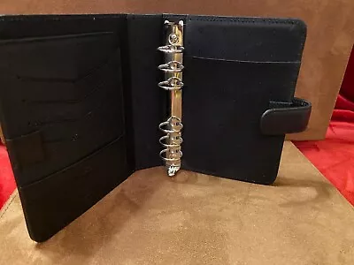 Vintage Franklin Quest Covey Black Leather Planner Binder Personal Size 1  Rings • $23