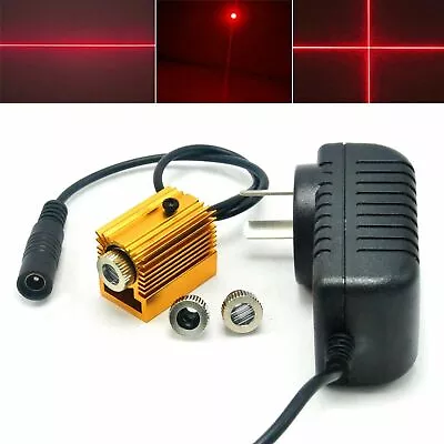 Dot Line Cross 650nm 100mW Focusable Red Laser Diode Module 5V Adapter Heatsink • £17.70