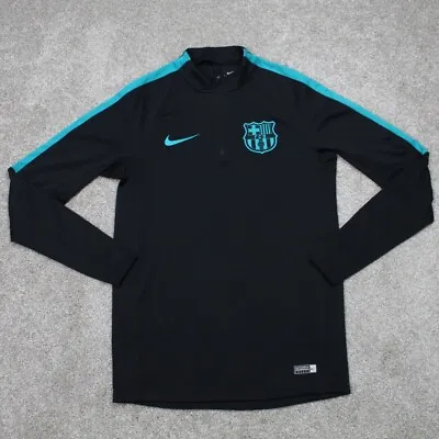 Nike Barcelona FC Sweater Men Small Black Squad Drill Top 1/4 Zip L/S Sweatshirt • $29.99