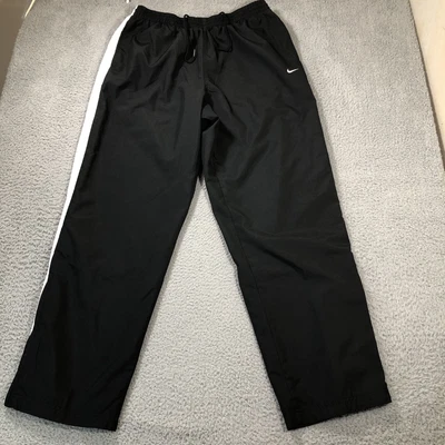 $19.93 • Buy Nike Pants Mens L Black Athletic Track Mesh Lined Zip Ankle Pockets