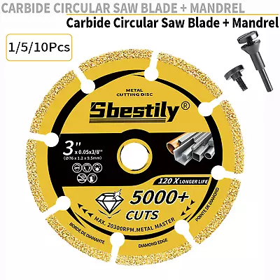 1/5/10Pcs 3'' Diamond Cut-Off Disc Wheel 75mm With Mandrel F Metal Angel Grinder • $23.50