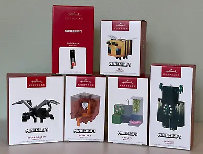 Hallmark Minecraft ENDERMAN AXOLOTL WARDEN BEE ENDER DRAGON THE NETHER Ornaments • $142.94