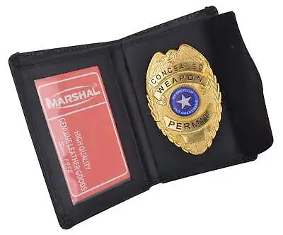 Genuine Leather Slim Thin Bifold ID Money Wallet Oval Shape Badge Holder • $34.18