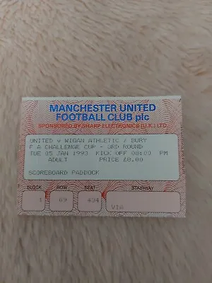 £1.99 • Buy MANCHESTER UNITED V WIGAN ATHLETIC/BURY FACUP MATCH TICKET 1993