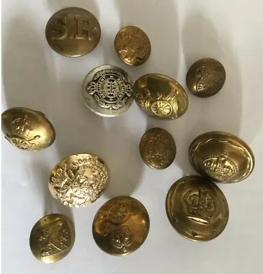 Job Lot Of 12 Various Military & Military Style Buttons • £9