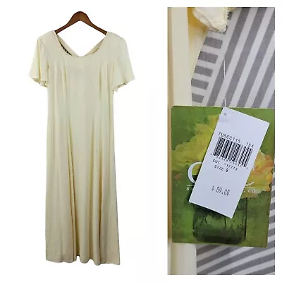 Vintage 90s New Dress Size 8 Maxi Dress X Back Dead Stock Yellow Slip Long Nwt • $28.99