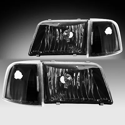 Fit 1993-1997 Ford Ranger Pick Up 93-97 Black Headlights +Signal Lamp Set LH+RH • $85.99