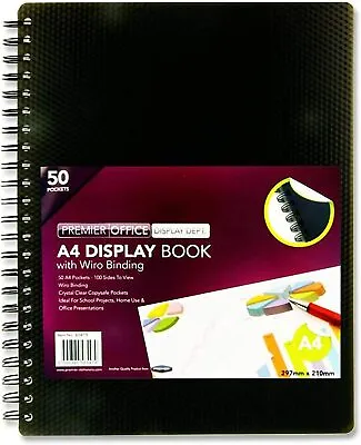 £6.49 • Buy A4 Wiro Display Book 50 Crystal Clear Pockets School Presentation Folder