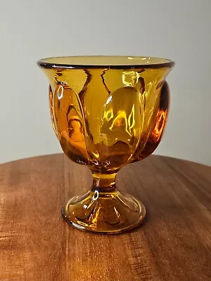 Vintage Viking Glass Amber Epic Six Petal Footed Compote Dish • $18.95