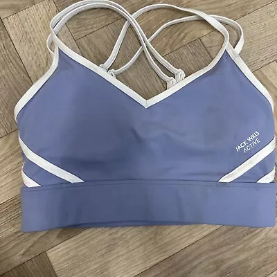 £7.50 • Buy Jack Wills Active Lilac & White Sports Bra UK8