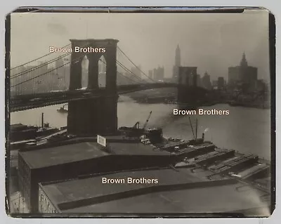 Vintage 1920s NYC Skyline & Brooklyn Bridge East River Warehouses Photo #4 • $20.50