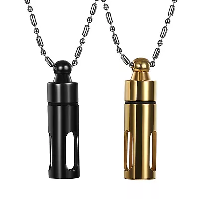 Men's Cylinder Urn Stainless Steel Cremation Memorial Ashes Pendant Necklace US • $9.99