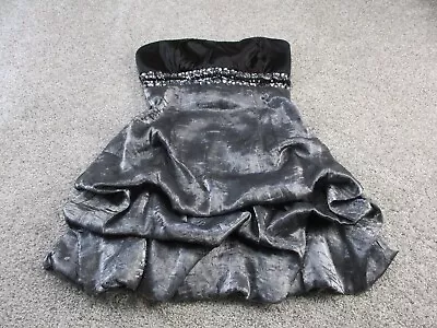 My Michelle Womens Size 11 Strapless Dress Black Gray Silver Rhinestones GUC • $4.74